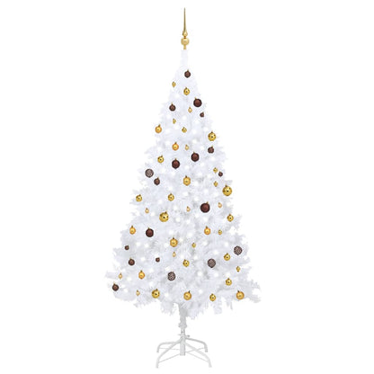 vidaXL Künstlicher Weihnachtsbaum mit Beleuchtung & Kugeln Weiß 240 cm