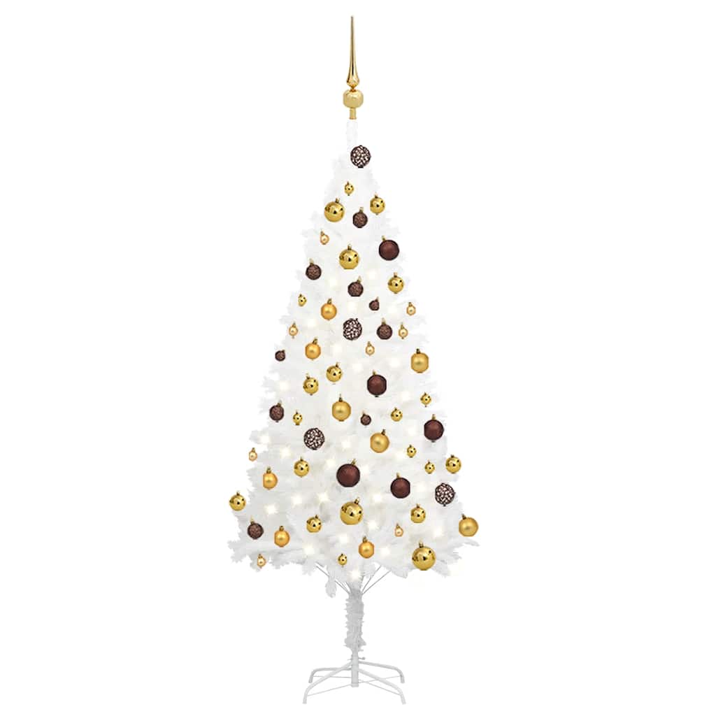 vidaXL Künstlicher Weihnachtsbaum mit Beleuchtung & Kugeln Weiß 120 cm