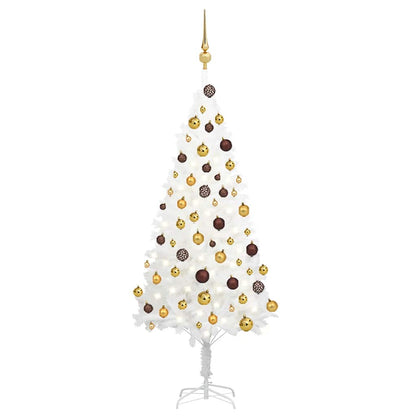 vidaXL Künstlicher Weihnachtsbaum mit Beleuchtung & Kugeln Weiß 120 cm