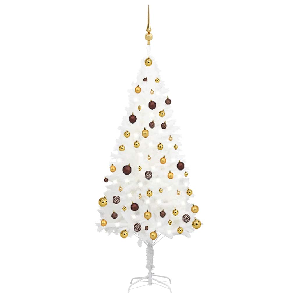 vidaXL Sapin de Noël artificiel avec lumières et boules Blanc 150 cm