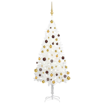 vidaXL Sapin de Noël artificiel avec lumières et boules Blanc 150 cm