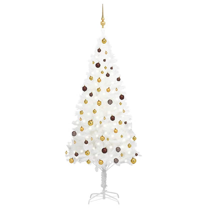 vidaXL Künstlicher Weihnachtsbaum mit Beleuchtung & Kugeln Weiß 210 cm