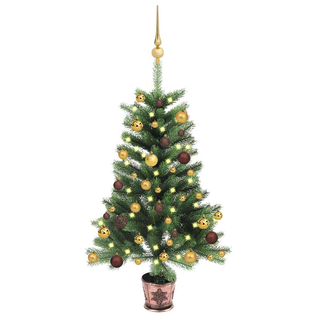 vidaXL Künstlicher Weihnachtsbaum mit Beleuchtung & Kugeln 65 cm Grün