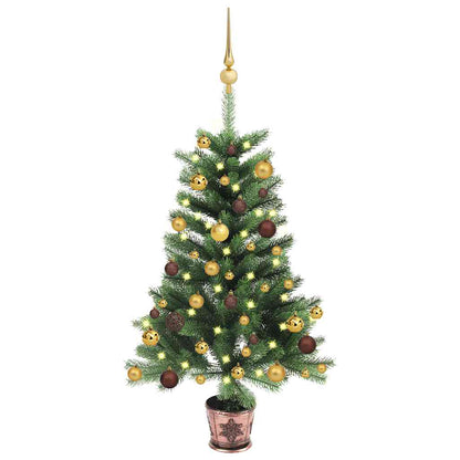 vidaXL Künstlicher Weihnachtsbaum mit Beleuchtung & Kugeln 65 cm Grün