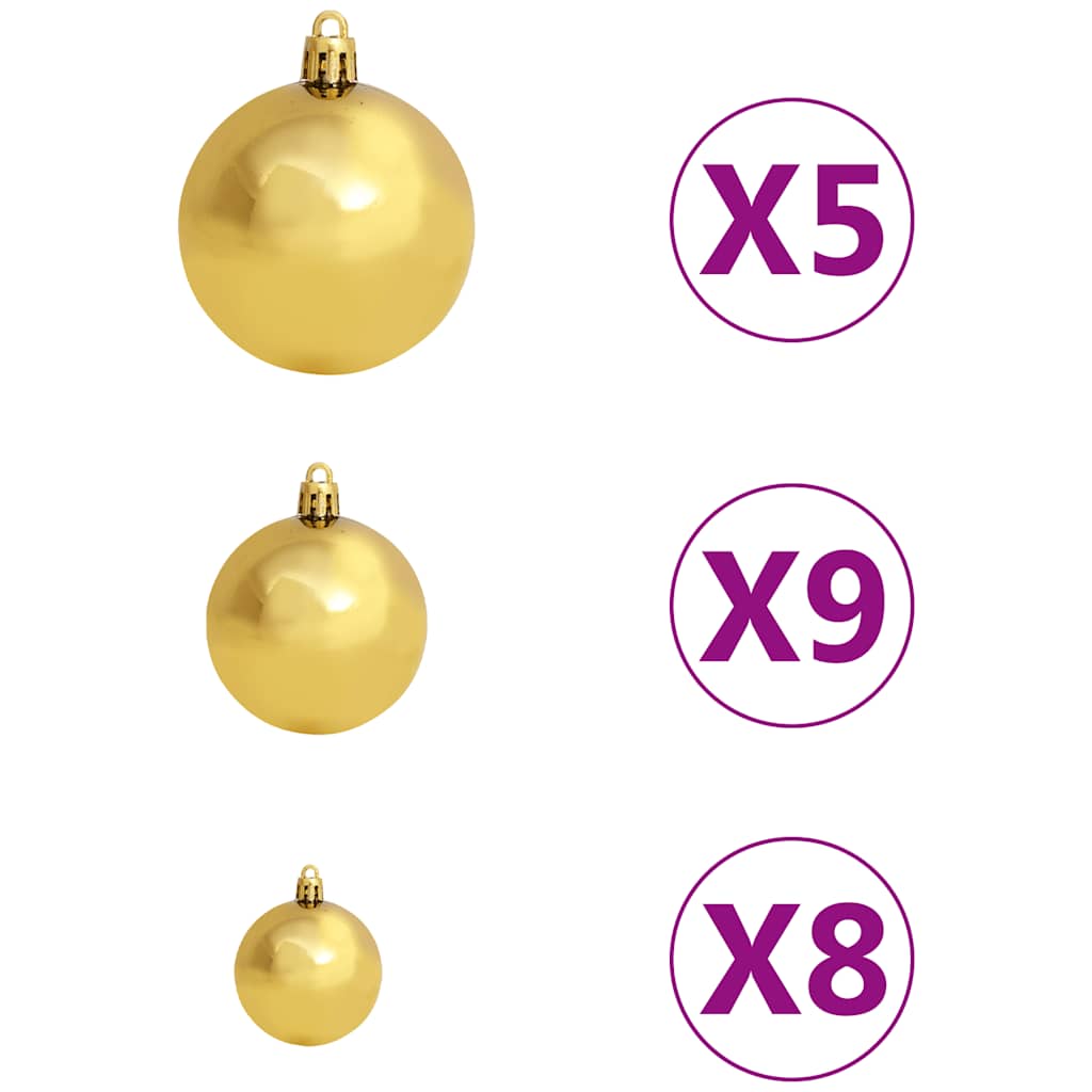 vidaXL Künstlicher Weihnachtsbaum mit Beleuchtung & Kugeln 65 cm Grün