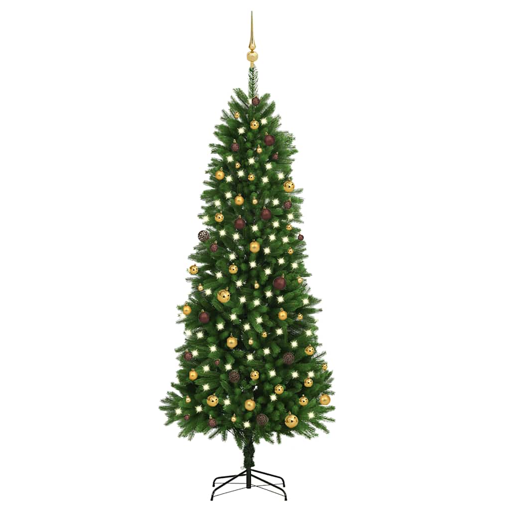 vidaXL Künstlicher Weihnachtsbaum mit Beleuchtung Kugeln 240 cm Grün