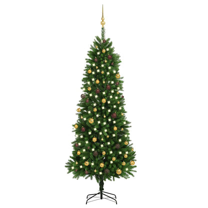 vidaXL Künstlicher Weihnachtsbaum mit Beleuchtung Kugeln 240 cm Grün