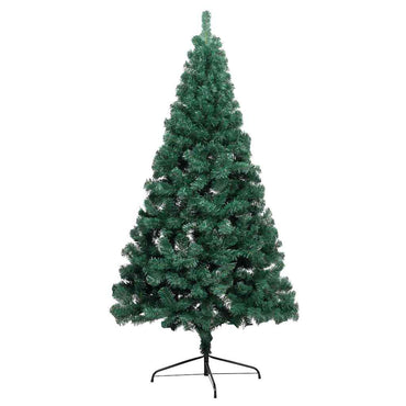 vidaXL Künstlicher Halb-Weihnachtsbaum Beleuchtung Kugeln Grün 180 cm