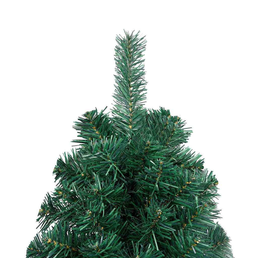 vidaXL Künstlicher Halb-Weihnachtsbaum Beleuchtung Kugeln Grün 210 cm