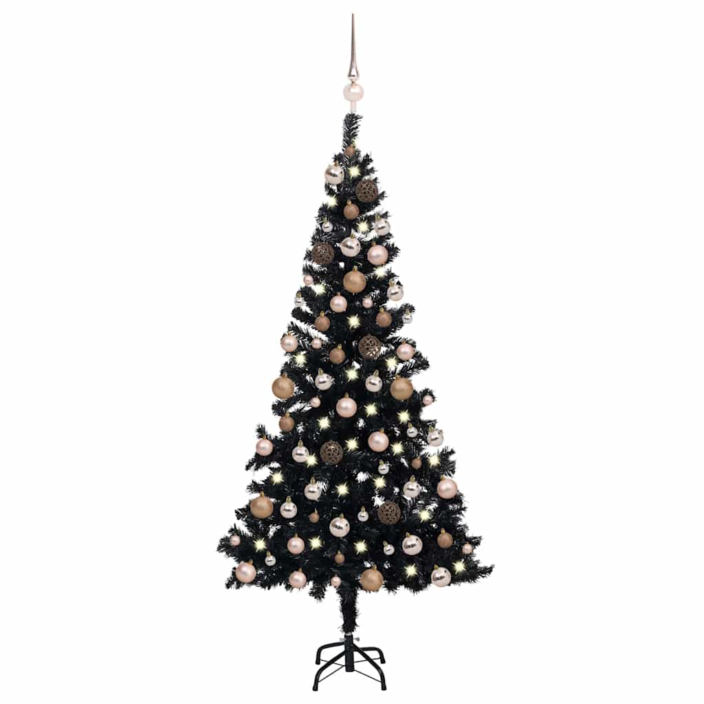 vidaXL Künstlicher Weihnachtsbaum Beleuchtung & Kugeln Schwarz 120 cm