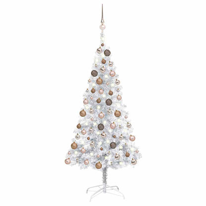 vidaXL Künstlicher Weihnachtsbaum Beleuchtung & Kugeln Silber 120 cm