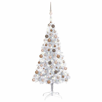 vidaXL Künstlicher Weihnachtsbaum Beleuchtung & Kugeln Silber 150 cm