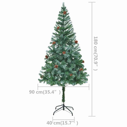 vidaXL Künstlicher Weihnachtsbaum mit Beleuchtung Kugeln Zapfen 180 cm