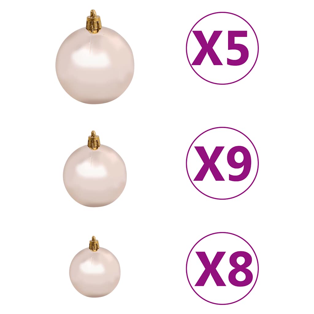 vidaXL Künstlicher Weihnachtsbaum mit Beleuchtung Kugeln Zapfen 180 cm