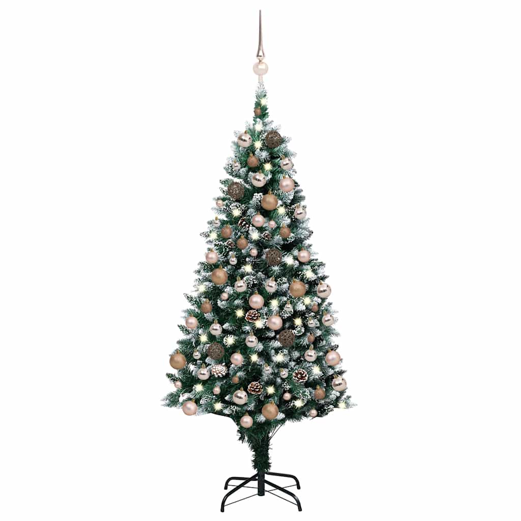 vidaXL Künstlicher Weihnachtsbaum mit LEDs Kugeln Zapfen 150 cm