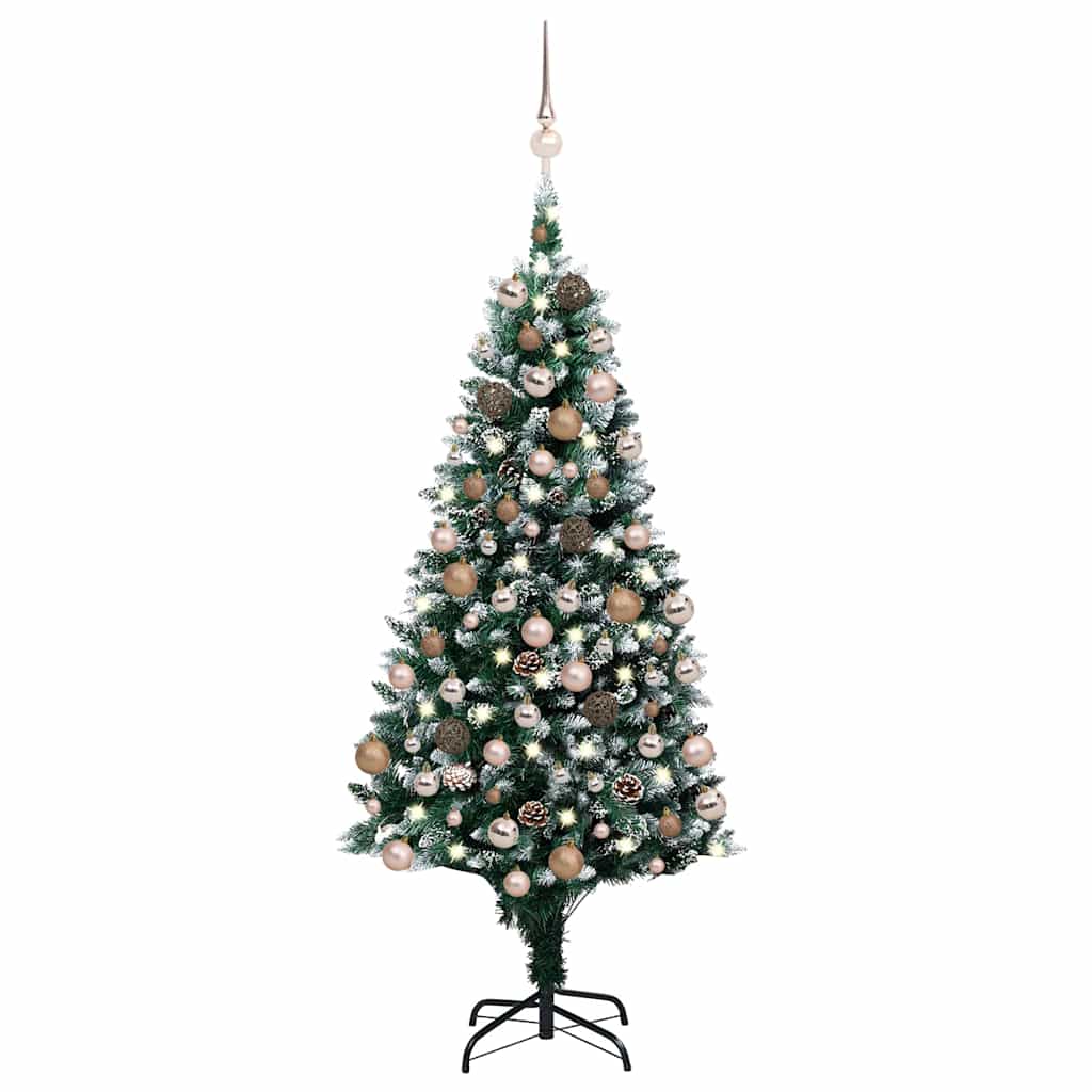 vidaXL Künstlicher Weihnachtsbaum mit LEDs Kugeln Zapfen 180 cm