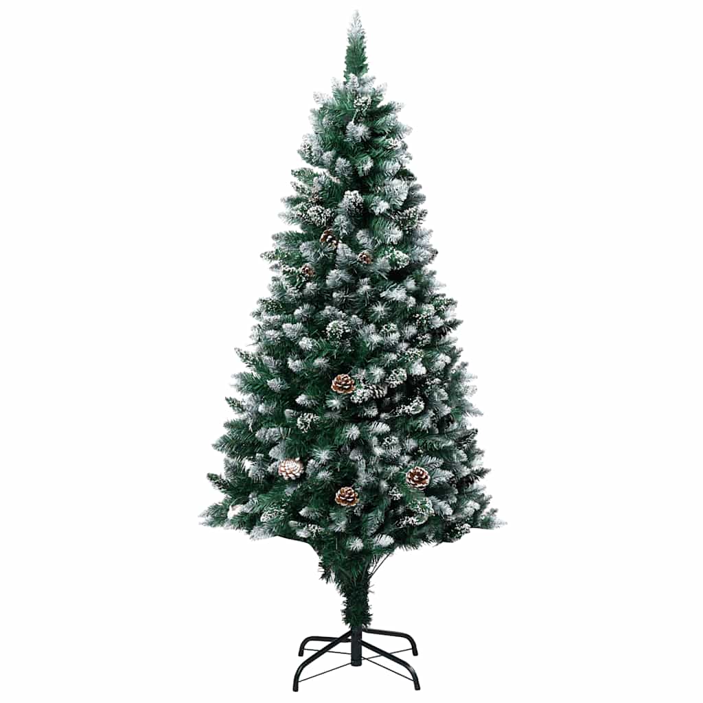 vidaXL Künstlicher Weihnachtsbaum mit LEDs Kugeln Zapfen 180 cm