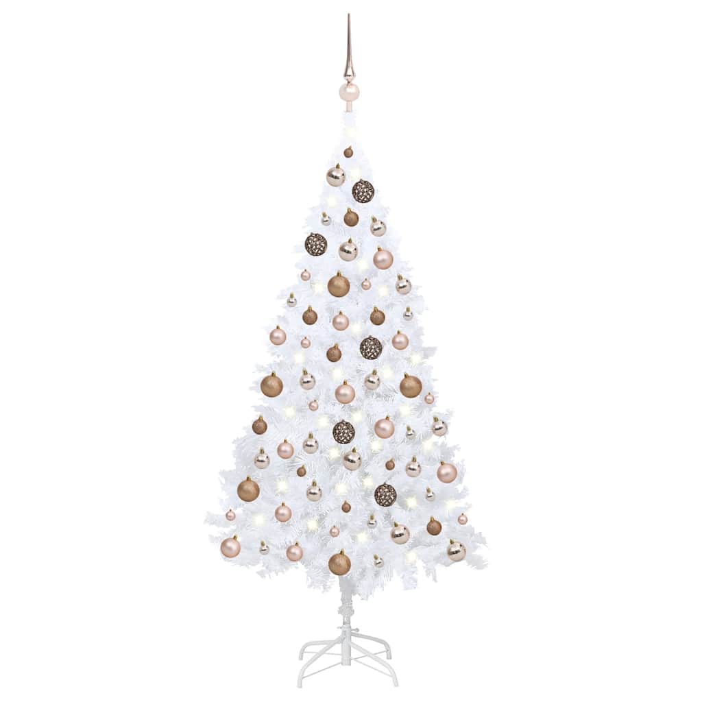 vidaXL Sapin de Noël artificiel avec lumières et boules Blanc 150 cm