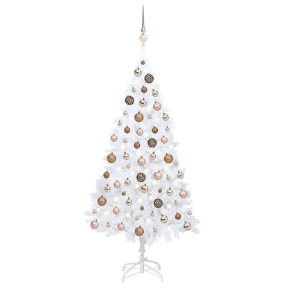 vidaXL Sapin de Noël artificiel avec lumières et boules Blanc 150 cm