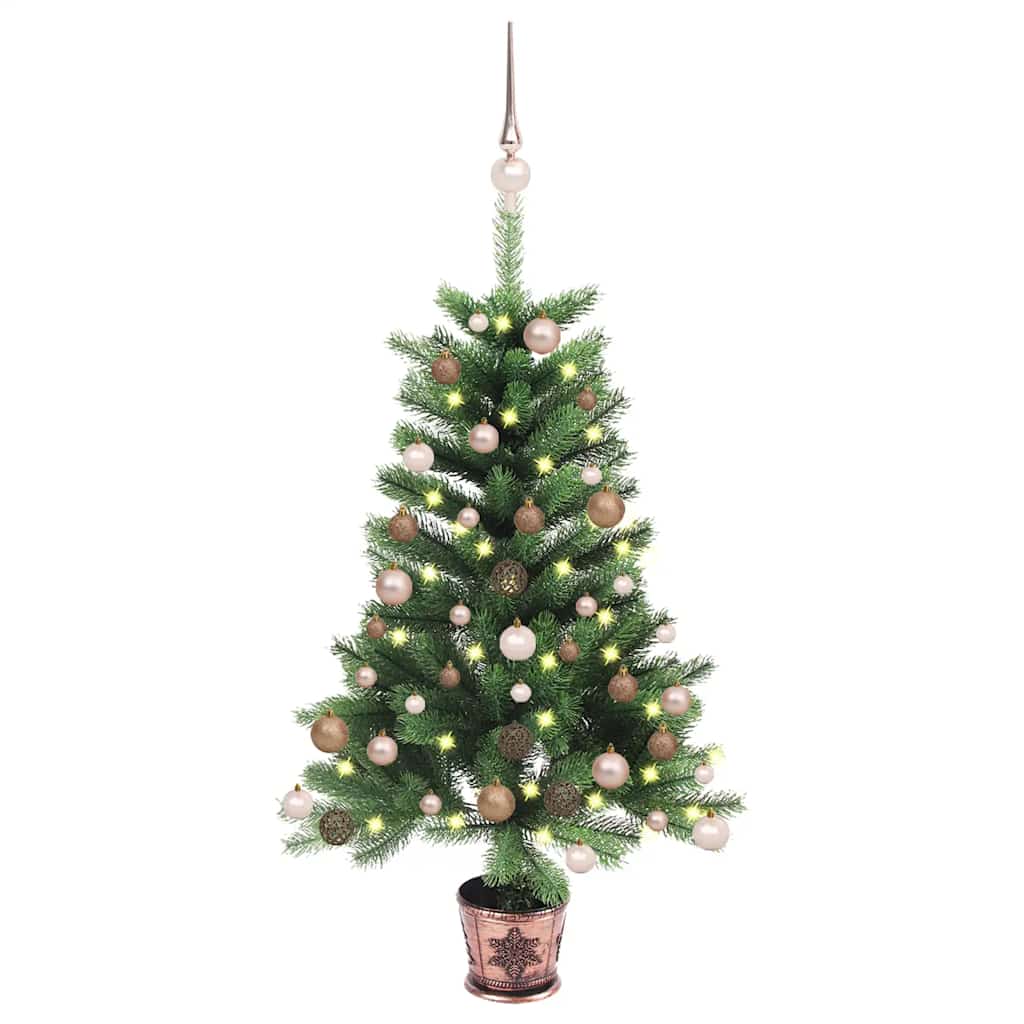vidaXL Künstlicher Weihnachtsbaum mit Beleuchtung & Kugeln 90 cm Grün