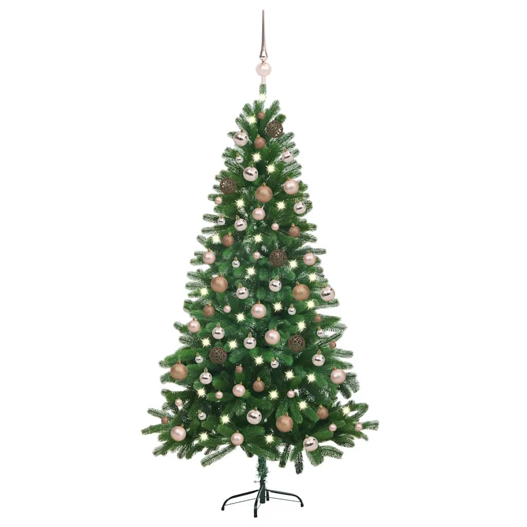 vidaXL Sapin de Noël artificiel avec éclairage et boules 150 cm Vert