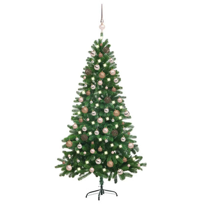 vidaXL Sapin de Noël artificiel avec éclairage et boules 150 cm Vert