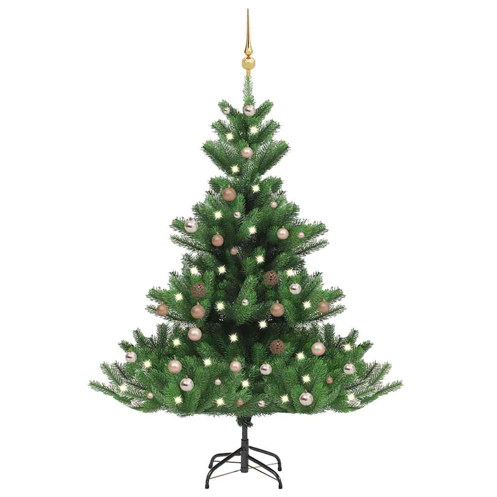vidaXL Sapin de Noël artificiel Nordmann avec LED et boules Vert 150 cm