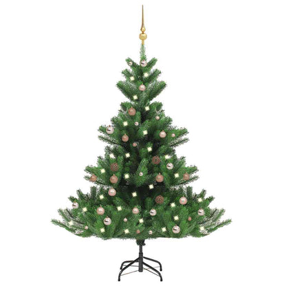 vidaXL Sapin de Noël artificiel Nordmann avec LED et boules Vert 150 cm