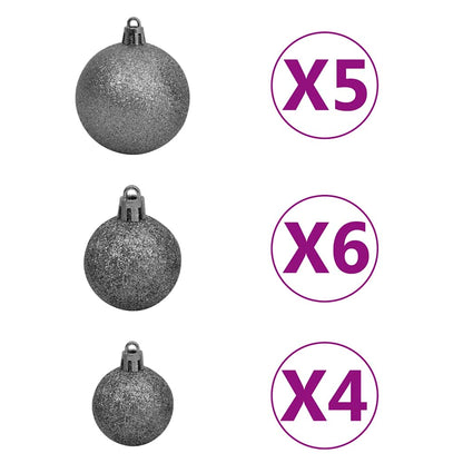 vidaXL Künstlicher Halb-Weihnachtsbaum Beleuchtung Kugeln Grün 120 cm