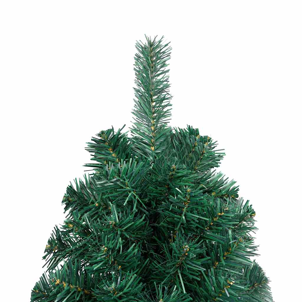 vidaXL Künstlicher Halb-Weihnachtsbaum Beleuchtung Kugeln Grün 150 cm