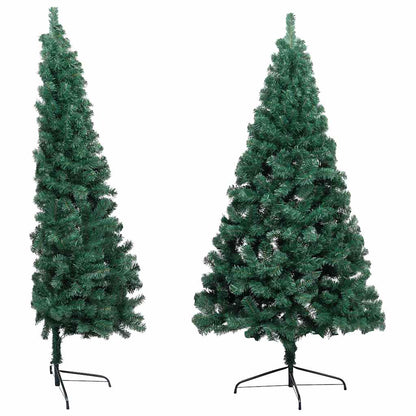 vidaXL Künstlicher Halb-Weihnachtsbaum Beleuchtung Kugeln Grün 180 cm