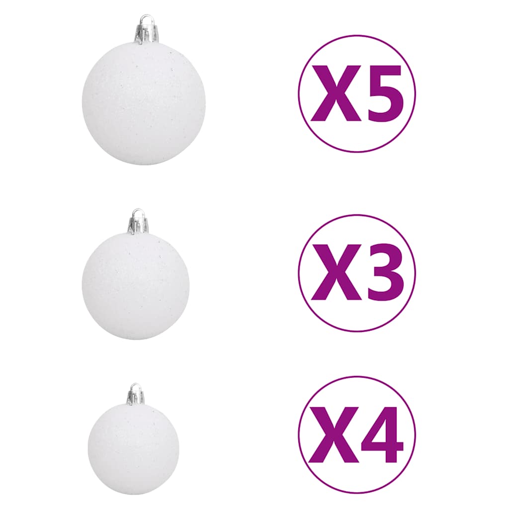 vidaXL Künstlicher Halb-Weihnachtsbaum Beleuchtung Kugeln Grün 180 cm