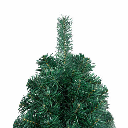 vidaXL Künstlicher Halb-Weihnachtsbaum Beleuchtung Kugeln Grün 210 cm