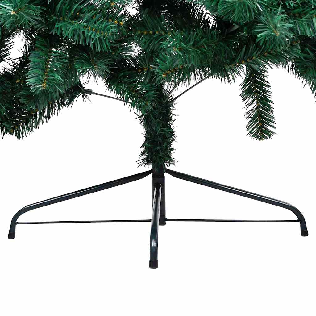 vidaXL Künstlicher Halb-Weihnachtsbaum Beleuchtung Kugeln Grün 210 cm