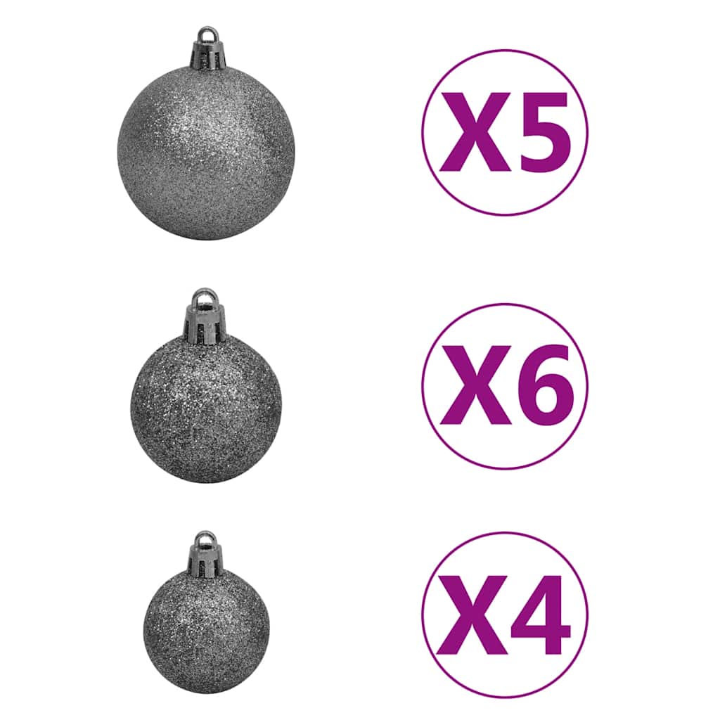 vidaXL Künstlicher Halb-Weihnachtsbaum Beleuchtung Kugeln Grün 210 cm