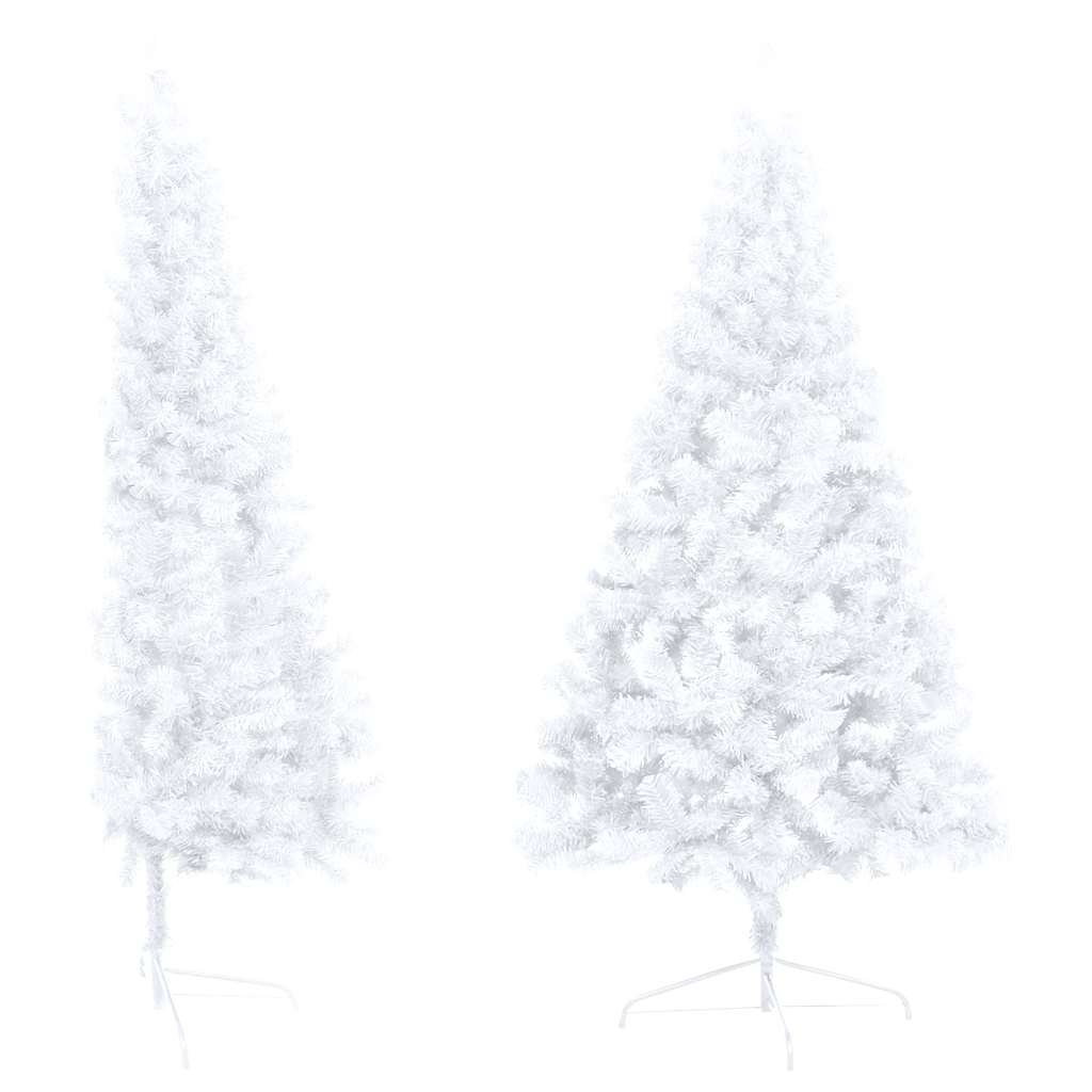 vidaXL Künstlicher Halb-Weihnachtsbaum Beleuchtung Kugeln Weiß 150 cm