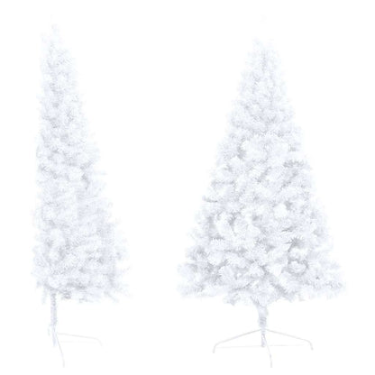 vidaXL Künstlicher Halb-Weihnachtsbaum Beleuchtung Kugeln Weiß 150 cm