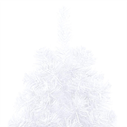 vidaXL Künstlicher Halb-Weihnachtsbaum Beleuchtung Kugeln Weiß 150 cm