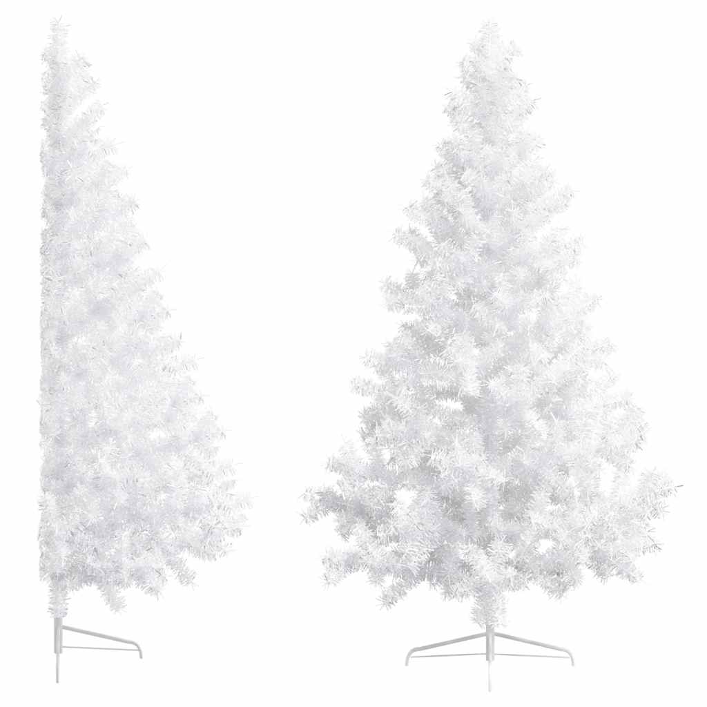 vidaXL Künstlicher Halb-Weihnachtsbaum Beleuchtung Kugeln Weiß 180 cm