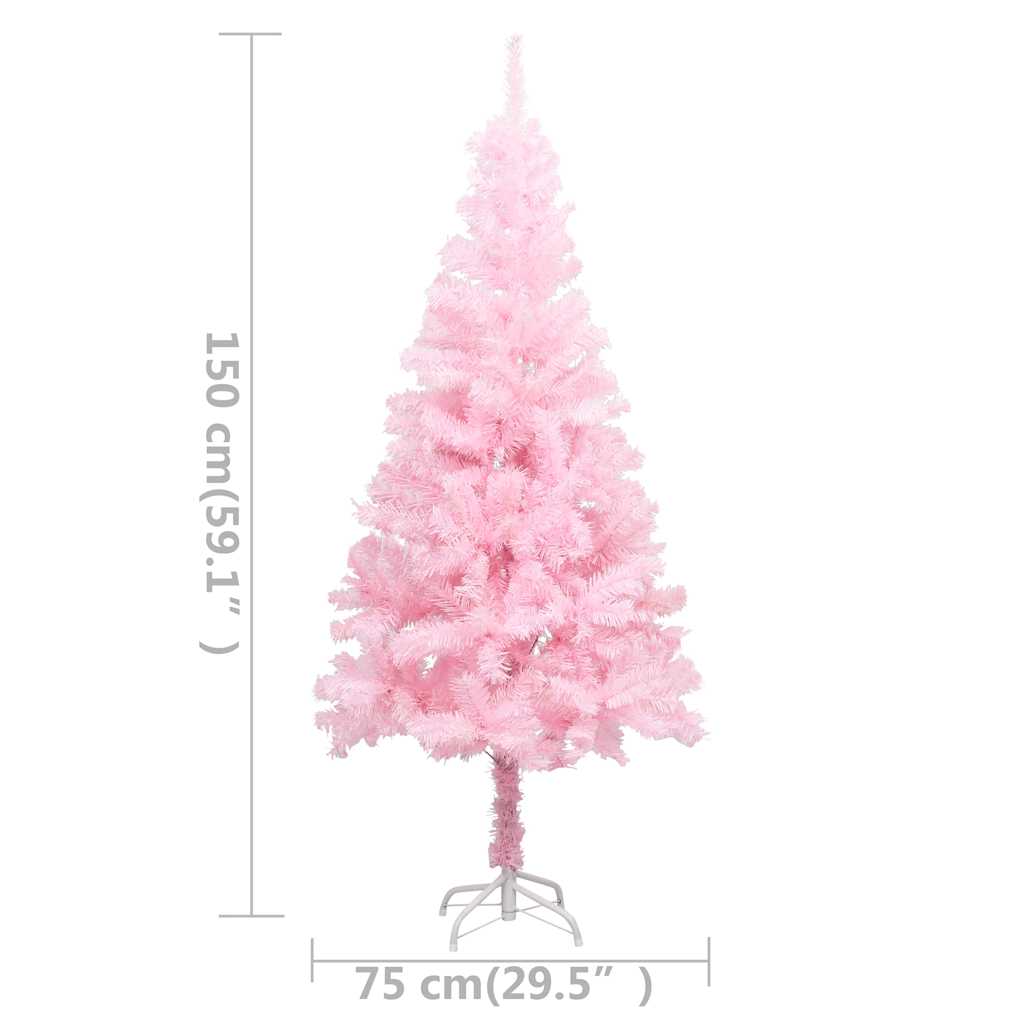vidaXL Sapin de Noël artificiel avec lumières et boules rose 150 cm