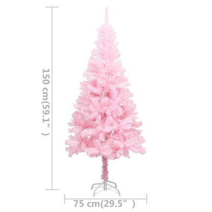 vidaXL Sapin de Noël artificiel avec lumières et boules rose 150 cm