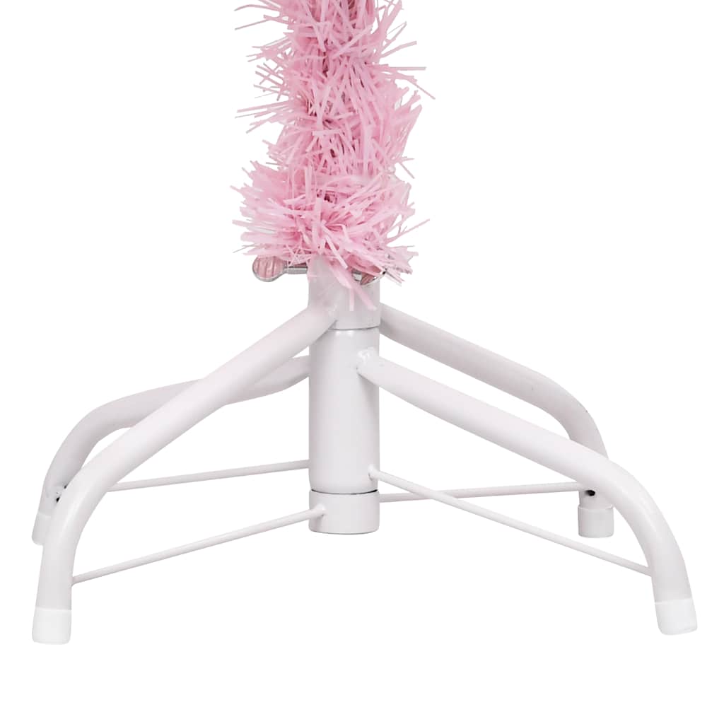 vidaXL Sapin de Noël artificiel avec lumières et boules rose 210 cm