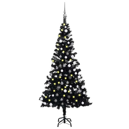vidaXL Sapin de Noël artificiel avec lumières et boules Noir 120 cm