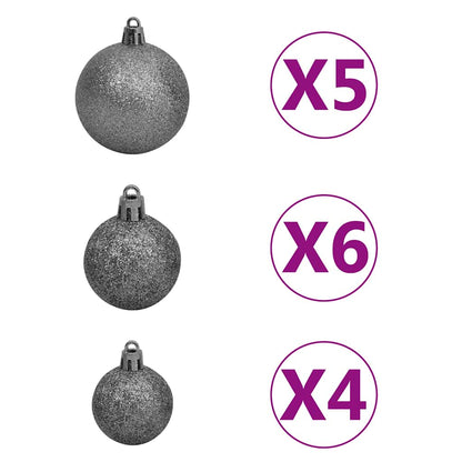 vidaXL Sapin de Noël artificiel avec lumières et boules Noir 120 cm