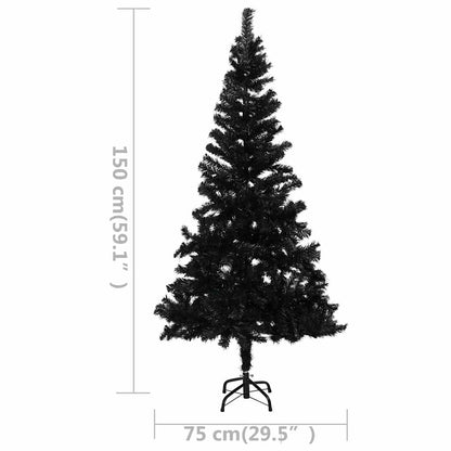 vidaXL Sapin de Noël Artificiel Lumineux et Boules Noir 150 cm