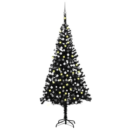 vidaXL Sapin de Noël artificiel avec lumières et boules Noir 240 cm