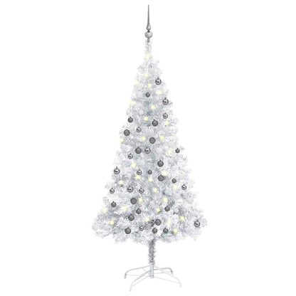 vidaXL Künstlicher Weihnachtsbaum Beleuchtung & Kugeln Silber 120 cm