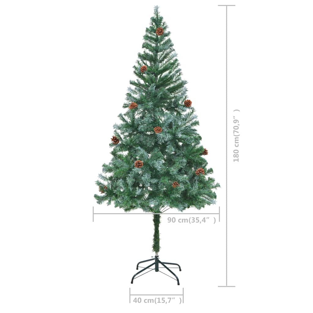 vidaXL Künstlicher Weihnachtsbaum mit Beleuchtung Kugeln Zapfen 180 cm