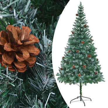 vidaXL Künstlicher Weihnachtsbaum mit Beleuchtung Kugeln Zapfen 210 cm