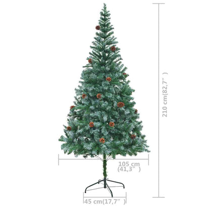 vidaXL Künstlicher Weihnachtsbaum mit Beleuchtung Kugeln Zapfen 210 cm